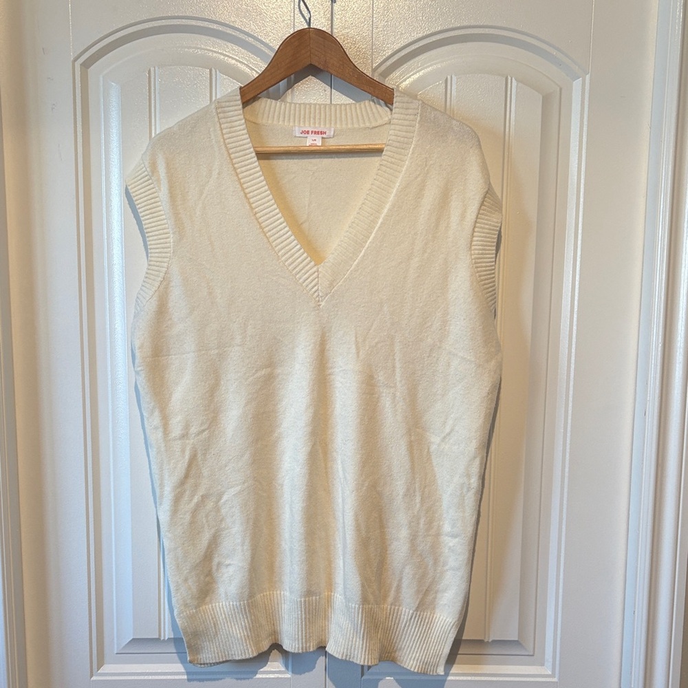 Joe Fresh Cream V-Neck Sweater Vest